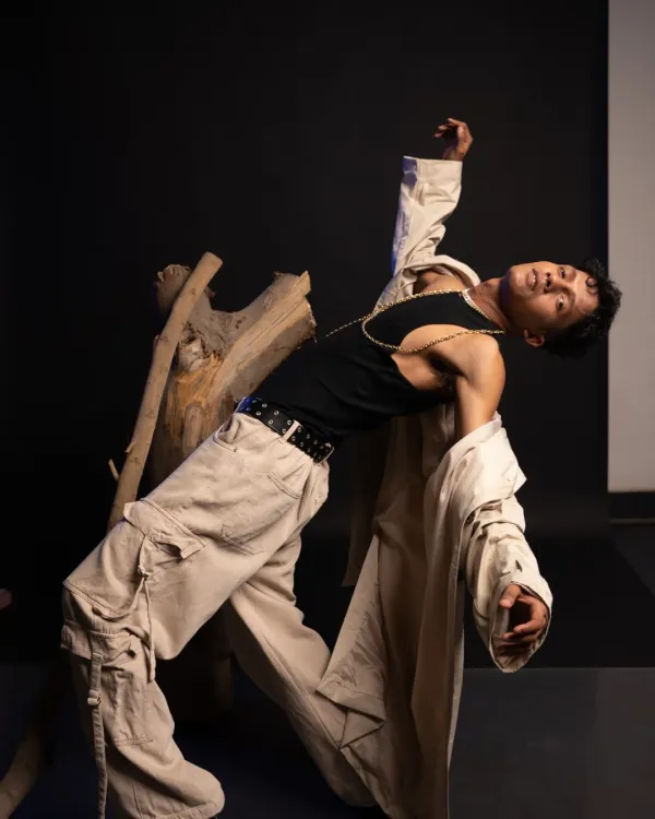 A shot from a recent photoshoot. It's not just about the dance moves, but the entire artistic expression. This pose captures the feeling of being lost in the moment.