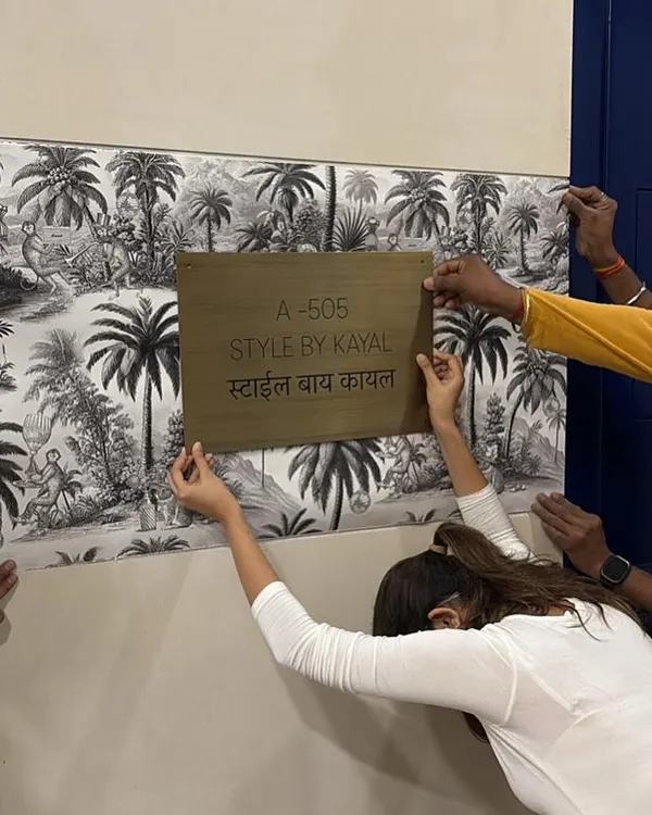 Officially opening the doors to my studio. Putting up the nameplate, 'Style by Kayal', was such a special moment. This is where all the creative chaos happens.