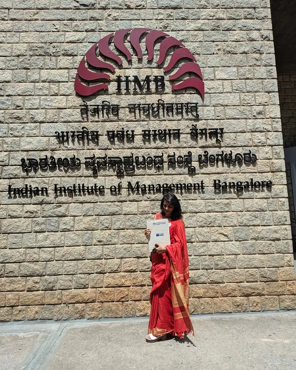 Standing proud at the Indian Institute of Management Bangalore after completing the Goldman Sachs 10,000 Women program. This institution has been instrumental in shaping KuKClean's journey.