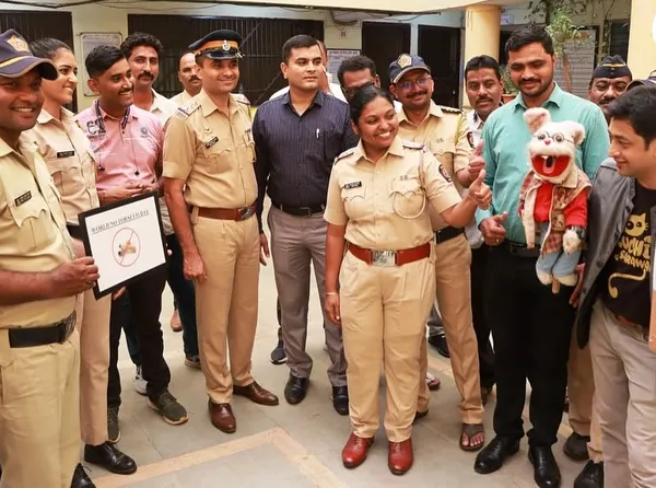 Spreading awareness on World No Tobacco Day at the Ghatkopar Police Station. Using my puppets, I urged the officials to quit tobacco and lead a healthier lifestyle.