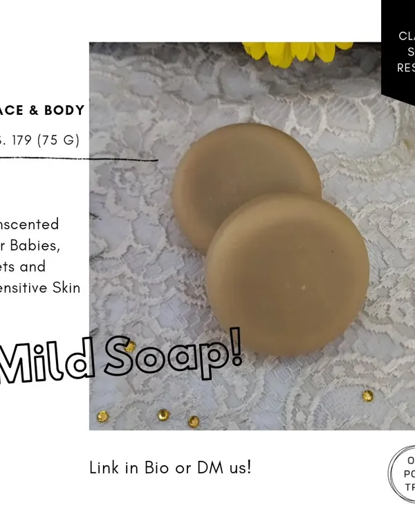 My Mild Soap, completely unscented and made with gentle ingredients. It's the perfect choice for babies, pets, and anyone with very sensitive skin.