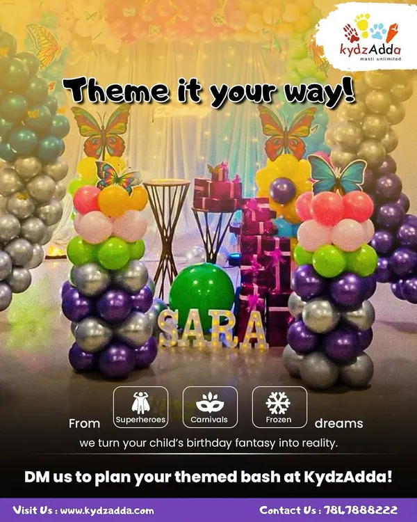 Theme it your way! This enchanting butterfly garden party for Sara shows how I can turn any fantasy into reality. From superheroes to carnivals, I'll plan the perfect themed bash for your child.