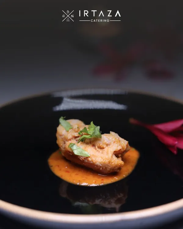 A single, perfectly plated bite. This appetizer showcases my focus on flavor, texture, and presentation, ensuring even the smallest dish makes a big impact.