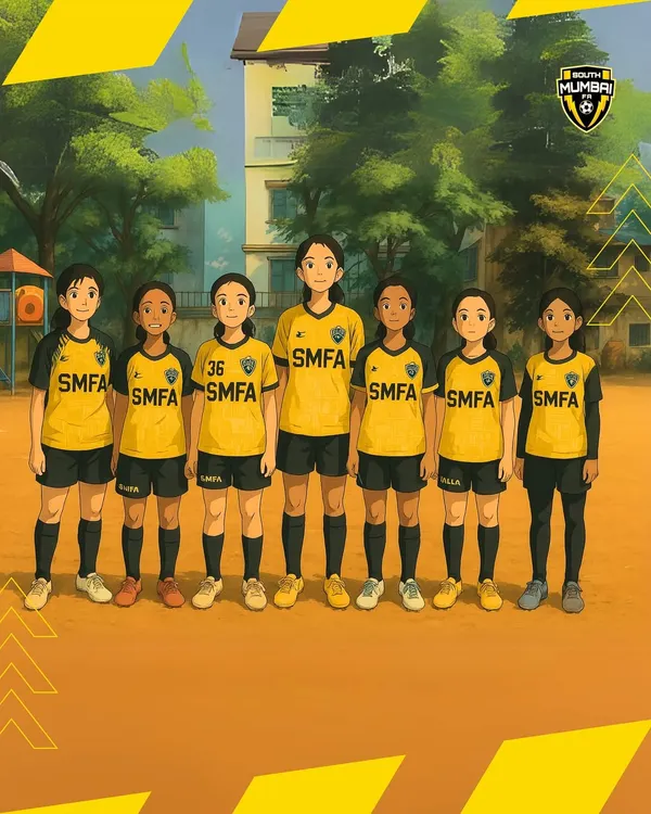 An anime-style depiction of our girls' team. We believe the beautiful game belongs to everyone, and we are proud to nurture female talent.