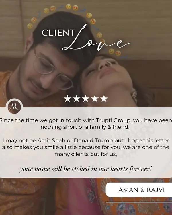 "Your name will be etched in our hearts forever!" A love story deserves a feast to match, and this beautiful testimonial from Aman & Rajvi truly melts our hearts. This is why we do what we do.