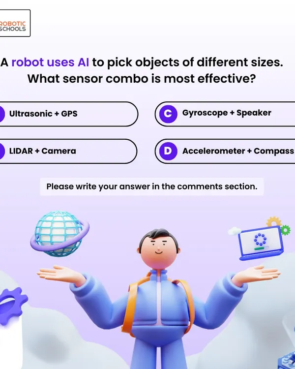 We love to test our students' knowledge with fun quizzes. This question challenges them to think about the most effective sensor combination for an AI-powered robot.