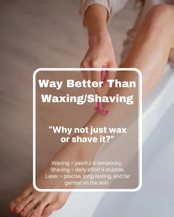 People often ask, "Why not just wax or shave?" The answer is simple. Waxing is painful and temporary, while shaving is a daily effort that leads to stubble. Our laser treatment is a precise, long-lasting solution that is far gentler on your skin.