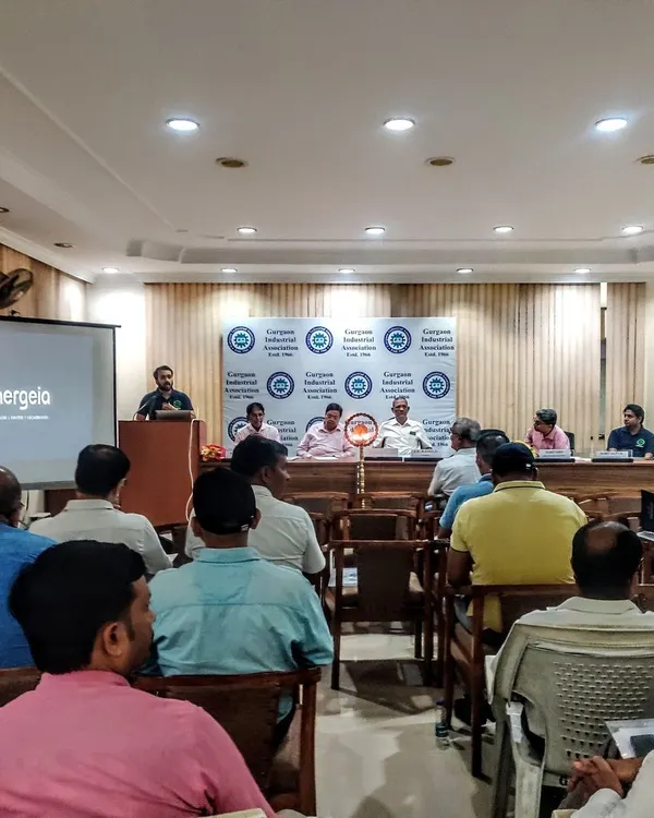 Our co founder, Amlan Panda, addresses a full room at the Gurgaon Industrial Association. We presented on the role of Energy Service Companies (ESCOs) in helping industries cut costs and emissions.