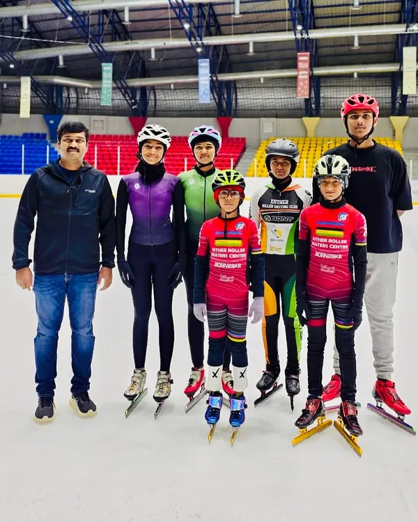 Team ERSC on ice! Our skaters preparing for the Ice Skating Nationals in Dehradun. We provide comprehensive training for athletes looking to excel in ice speed skating.