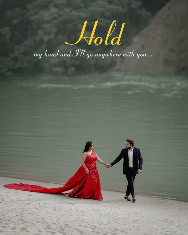 This is the kind of magic I love to create. We were by the river in Rishikesh, and the vibrant red of her gown against the serene water created a moment straight out of a film. It’s about capturing not just a pose, but a feeling of epic romance.