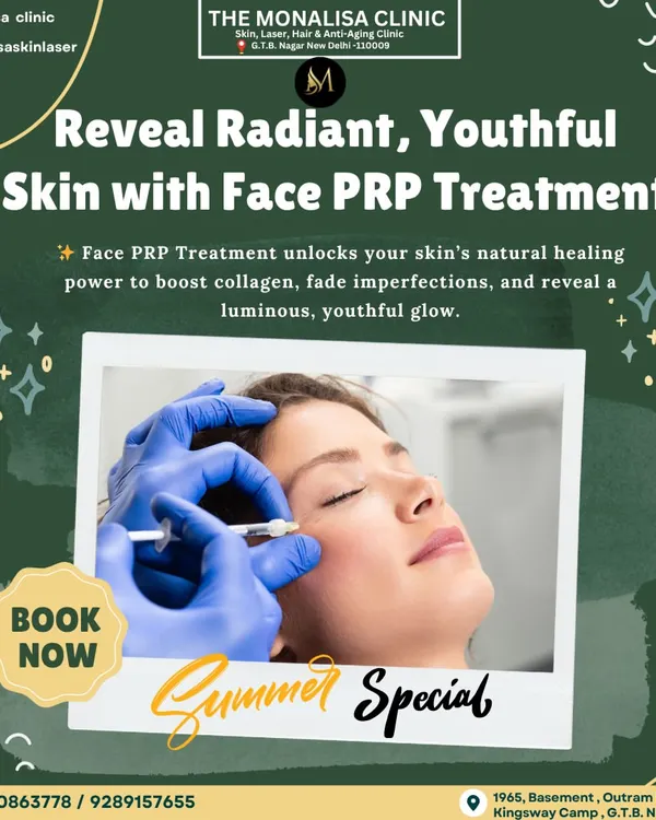 Our Face PRP treatment unlocks your skin's natural healing ability. This procedure boosts collagen, fades imperfections, and reveals a luminous, youthful glow, making it a perfect summer special.