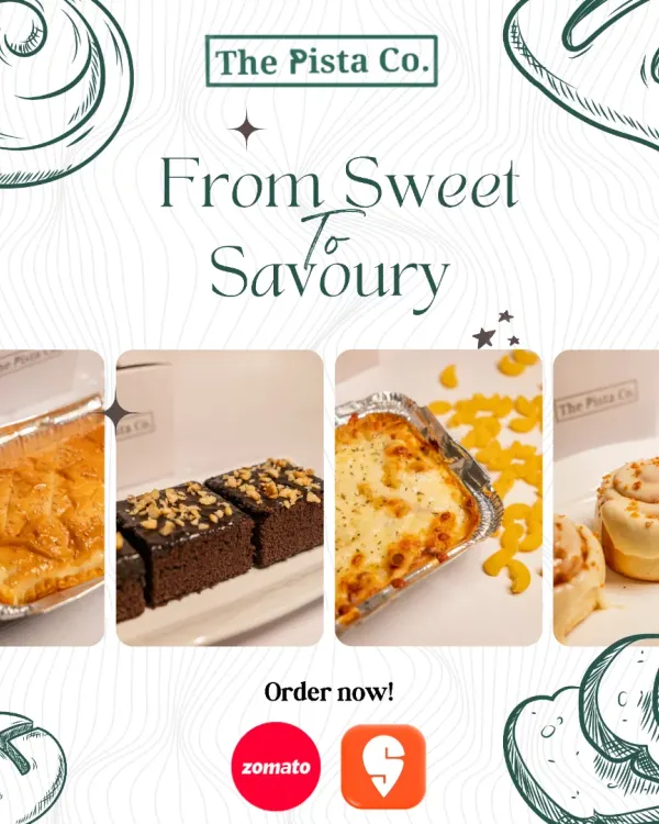 A glimpse into our catering menu that covers everything from savory to sweet. We offer complete food solutions for your office events and home celebrations, featuring items like our creamy baked pasta, rich chocolate brownies, and signature cinnamon rolls.