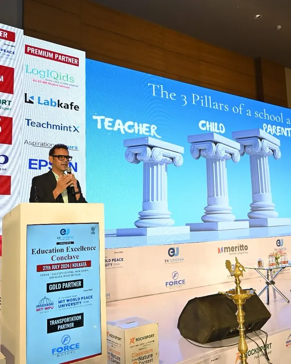 As a keynote speaker, I focus on the foundational partnership in a child's life. This slide from one of my talks illustrates my core belief: the three pillars of a school are the Teacher, the Child, and the Parent, all working in harmony for holistic development.