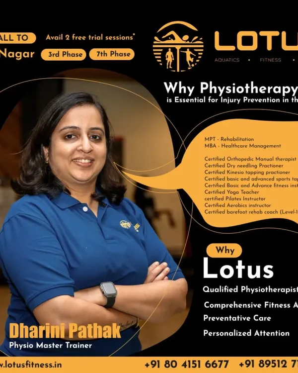 My name is Dharini Pathak, and I am a Physio Master Trainer. I believe that the key to long term fitness is preventing injuries before they happen. My approach combines detailed assessments with a comprehensive fitness plan to build a resilient body, ensuring every workout you do is safe and effective.
