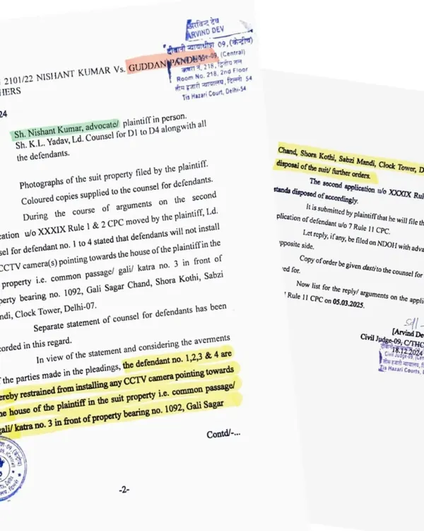 Your privacy is not negotiable. This court order restrains a neighbor from installing CCTV cameras pointing towards my client's house, a clear win for privacy rights.