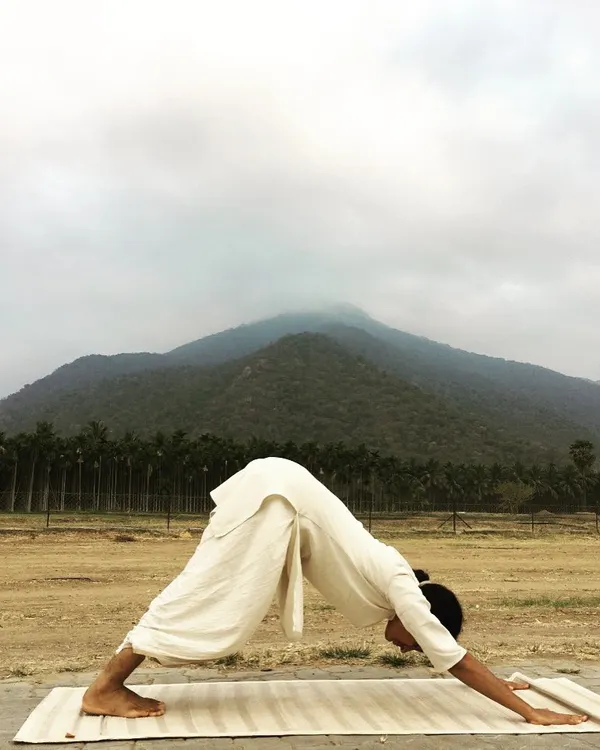 This picture was taken near the Velliangiri mountains. It reminds me of my own journey. I didn't get into yoga out of passion; I was in IT and just tried it. I know nothing of how it works, but I know it works. My goal isn't to be a perfect yogi, but to keep up the practice and help others do the same. It's less about a career change and more about turning inward.