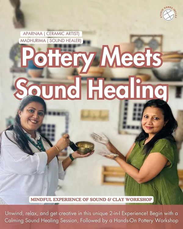 I'm so excited to offer this unique collaboration: Pottery Meets Sound Healing. It's a mindful experience designed to help you unwind, relax, and get creative in a truly holistic way.