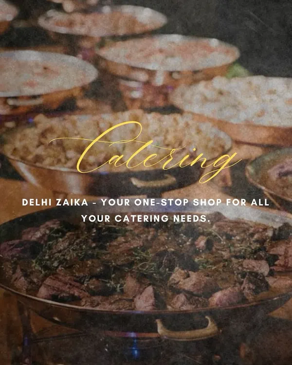 Delhi Zaika is your one-stop shop for all your catering needs. This image shows our grand buffet setup with traditional brass chafing dishes, keeping the food warm and looking royal.