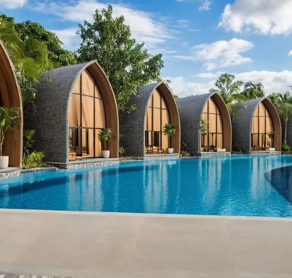 Nestled in a Tiger Reserve in central India, these luxury spa rooms overlook a stunning circular water body. After an exhilarating safari, this is where guests can relax, surrounded by the calming sound of water and the crisp jungle air.