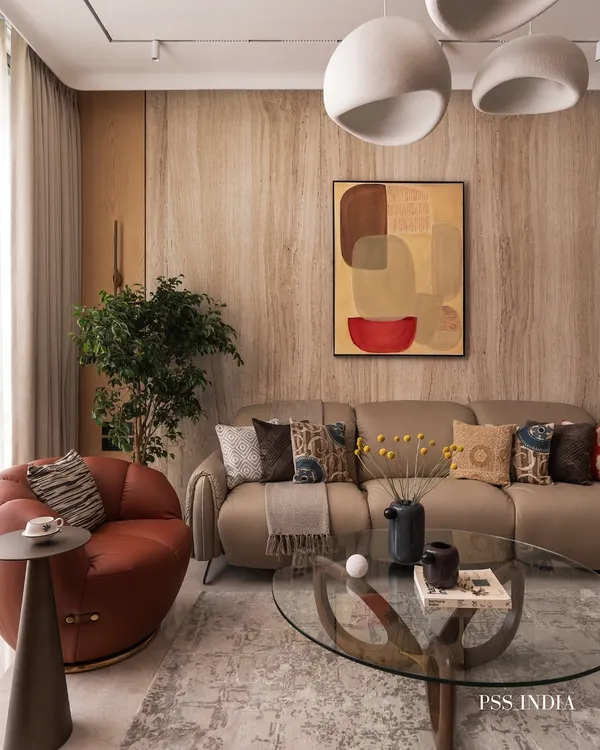 This living room is the essence of my approach. I use soft tones, sculptural forms, and layered textures to create a space that feels calm, modern, and deeply lived-in. It’s about designing with intention and styling for comfort.