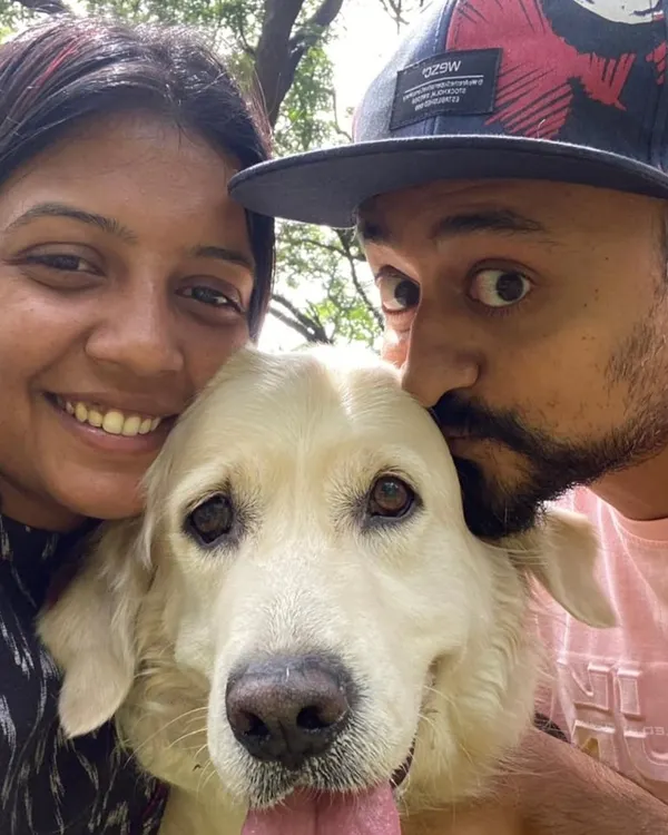 We completely understand this feeling. This beautiful family portrait with their golden retriever captures the essence of modern pet parenthood.