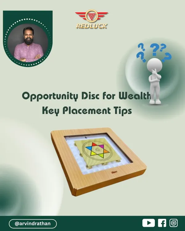 This is the Opportunity Disc for Wealth, a powerful Vastu tool designed to attract prosperity. This image series explains the key placement tips to unlock its full potential for business growth and financial flow.
