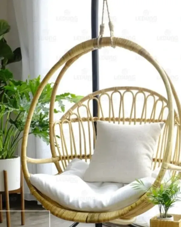 Our popular rattan swing chair is the ultimate piece for balcony relaxation. It's handcrafted to be both strong and beautiful, providing a perfect spot to enjoy a cup of tea and a good book.