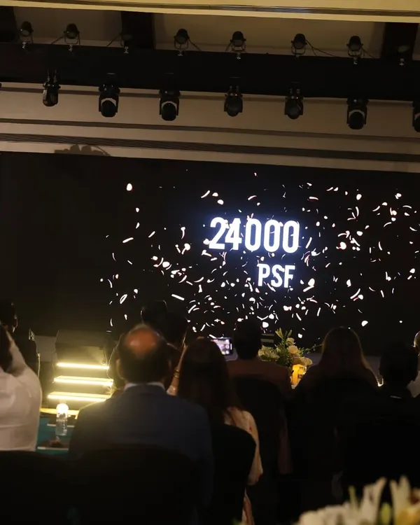 The final reveal for Great Value Realty, where a number guessed by the audience magically appears on the screen. This kind of interactive reveal makes the moment feel personal and amazing.