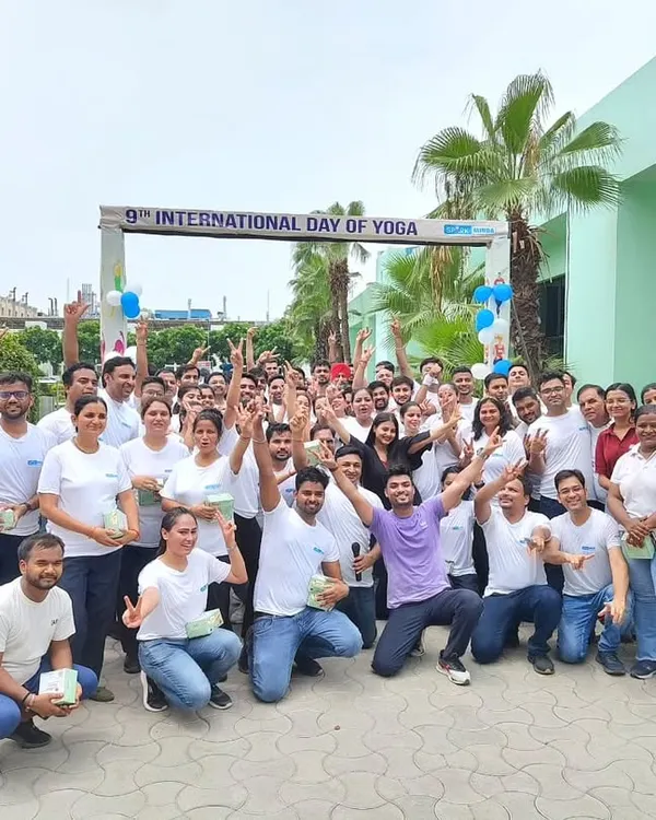 The happy result of a corporate Zumba session for Minda Corporation. Events like these are a fantastic way to energize employees and build a positive company culture.