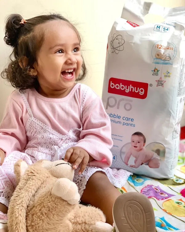 A happy baby is a comfortable baby. I've been using Babyhug Pro diapers from Firstcry, especially for the winter, because they keep my daughter dry and prevent rashes. Her joyful smile says it all.