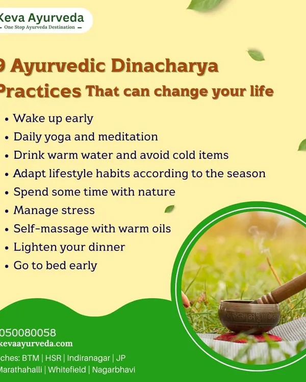 Discover 9 Ayurvedic Dinacharya (daily routine) practices that can change your life. Simple habits like waking up early and self-massage with warm oils can greatly improve your well-being.