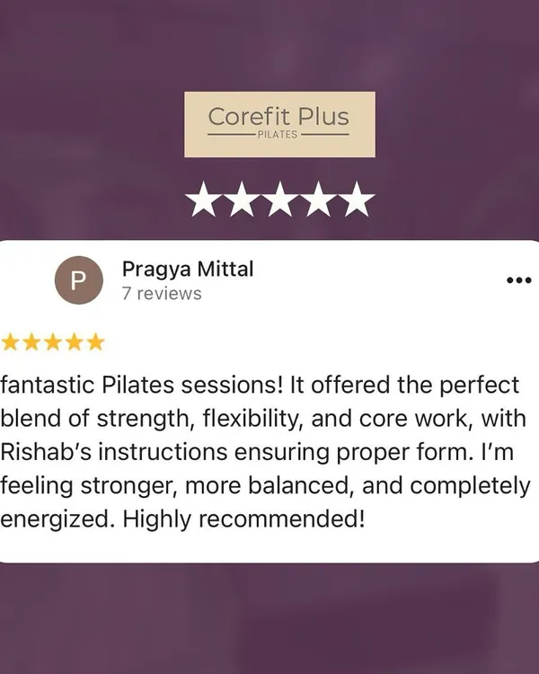 We are so grateful for feedback from our clients. This five-star review highlights the perfect blend of strength, flexibility, and core work our sessions provide, along with our instructor's attention to form.