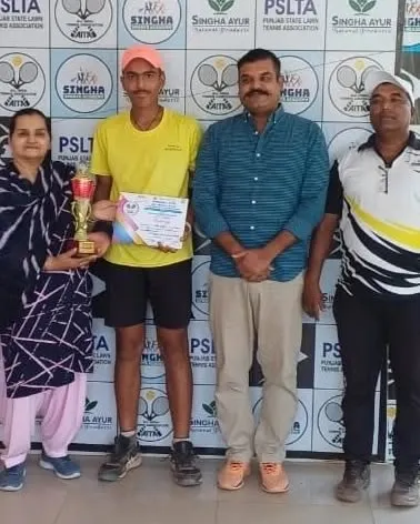 Navya Yadav, at just 14 years old, after winning the National Series Under-16 title. This achievement at Jalandhar highlights our program's success in developing players who can compete and win in higher age categories.