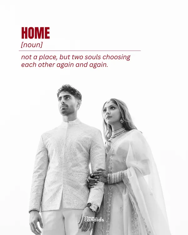 Home is not a place, but two souls choosing each other again and again. This portrait from a pre-wedding shoot captures that feeling of finding home in a person, with a clean, modern aesthetic.