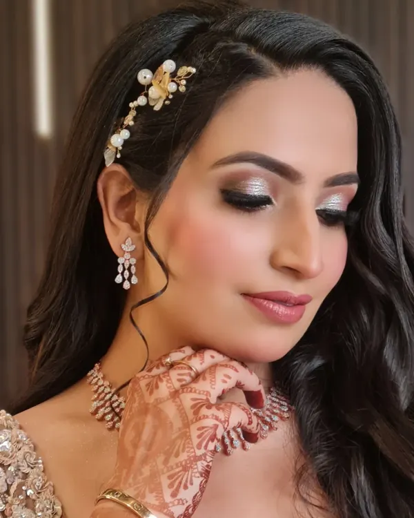This is what I call a glowing makeup and glass finish look. This close-up of my beautiful engagement bride shows off her radiant skin and the soft, shimmery eye makeup.
