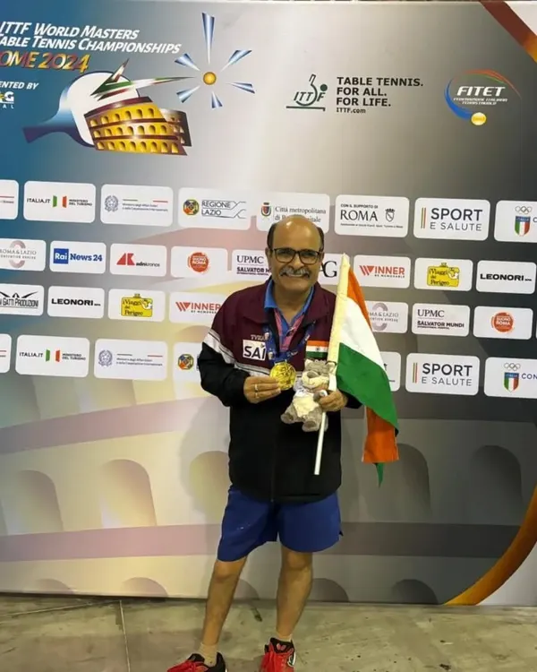 A proud moment for India and our academy. Our para-athlete and veteran player, Gajanan Parmar, holds the Indian flag high after winning a gold medal at the ITTF World Masters Championships in Rome. His journey of resilience and triumph embodies our 'Dare to Dream' spirit.