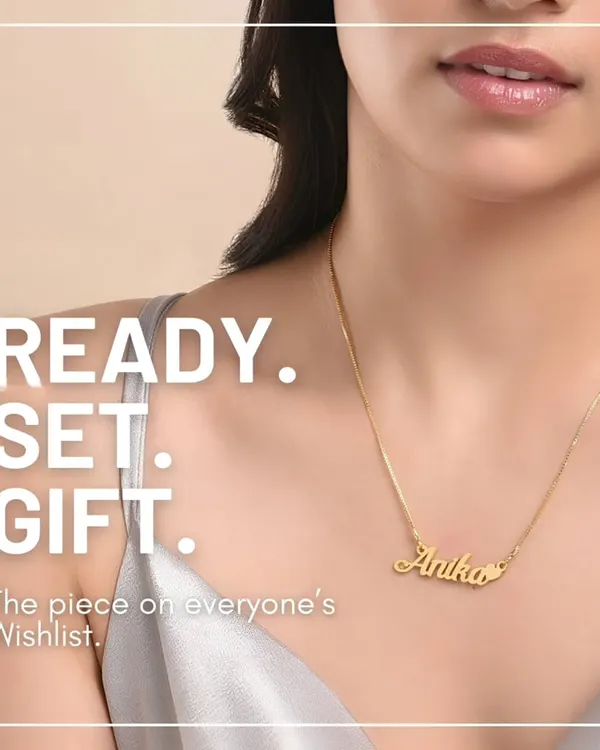 A personalized script necklace is my signature offering. This piece, featuring the name 'Anika', shows the delicate and elegant flow of the custom script, making it a perfect everyday accessory or a thoughtful gift.