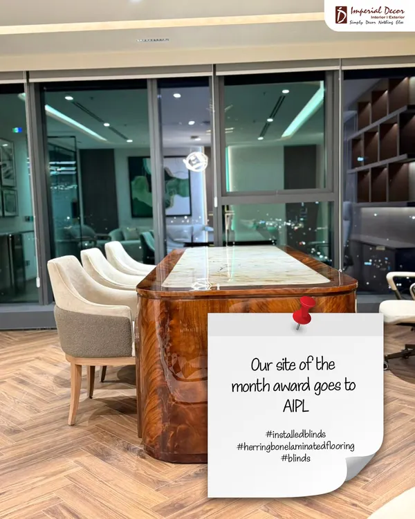 Our site of the month award goes to this project at AIPL. We installed beautiful herringbone laminated flooring and functional blinds, creating a sophisticated and professional environment. This showcases our ability to handle commercial projects that require a high-end finish.