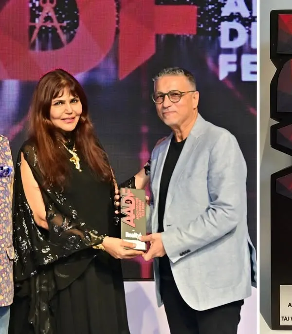 Receiving an award at the AADF Architecture and Design Fest. This particular award recognized our work on the Taj Wellness Resort & Spa, a project focused on creating a serene and luxurious hospitality experience.