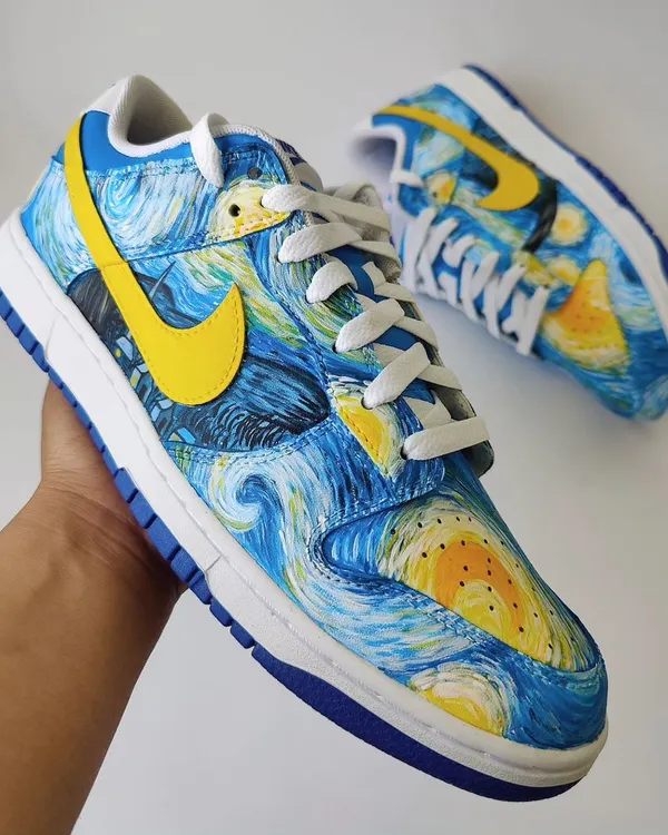 Vincent Van Dunks! A tiny homage to Van Gogh and his incredible life. I hand-painted his iconic "Starry Night" on this pair of Nike Dunks, trying to capture his unique impressionist strokes.