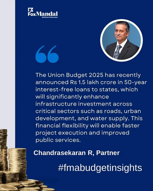 Our Partner, Chandrasekaran R, shares his insights on the Union Budget 2025. He discusses how interest-free loans to states will enhance infrastructure investment in critical sectors like roads and urban development.