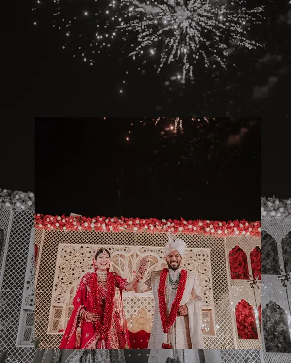 A wedding isn't complete without a sky full of fireworks. I captured this magical moment for Sourav and Khyati right after their Varmala, creating a truly cinematic and celebratory frame for their big day.