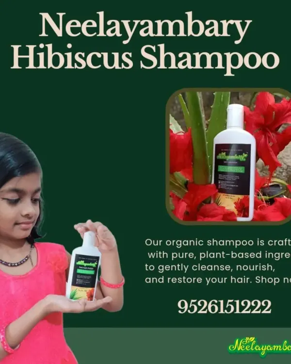 My daughter holding our Hibiscus Shampoo. It's gentle enough for kids too because it's made with pure, plant-based ingredients and is completely free from harsh chemicals.