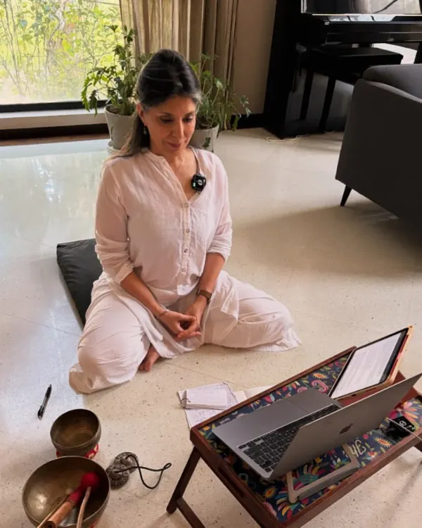 My online teaching setup. From here, I guide students through Pranayama and meditation, creating a virtual 'spirit lab' where we can connect and practice together, no matter the distance.