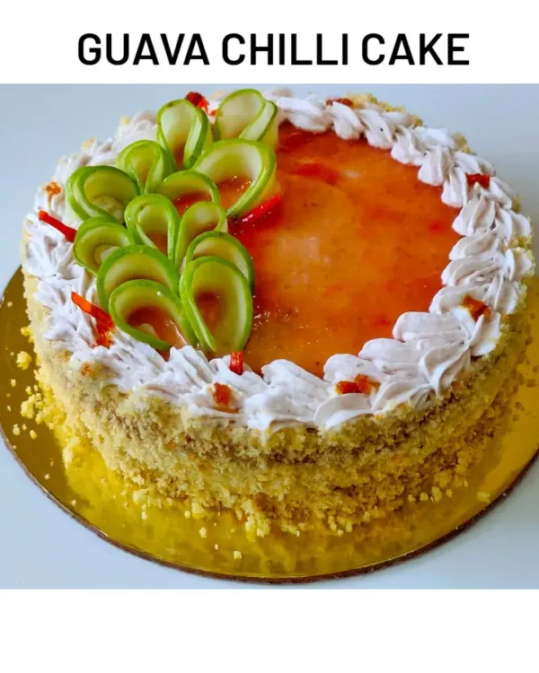 My Guava Chilli Cake is a unique creation inspired by one of my favourite flavour combinations. The cake has a subtle sweetness from the guava, with a surprising kick of chilli that makes it truly memorable.