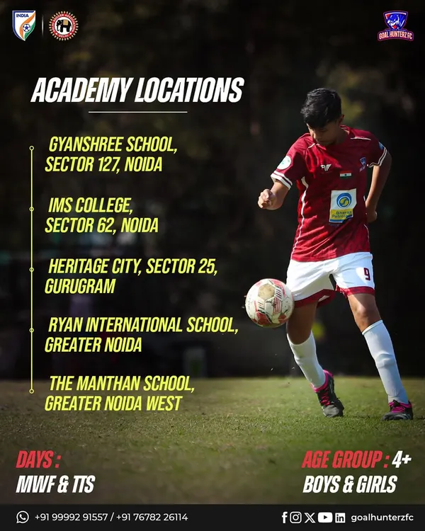Looking for a football academy in the NCR? We have multiple training centers in Noida, Greater Noida, and Gurugram. Find your nearest location and enroll now.