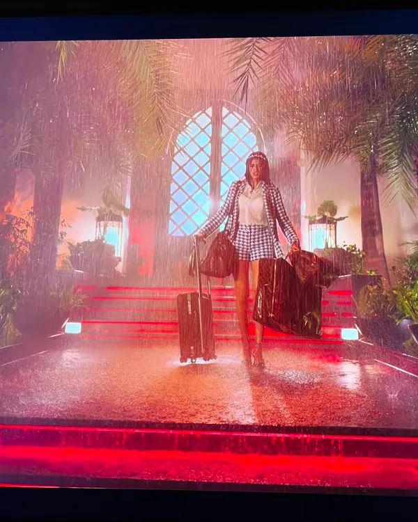 This is a shot from the set of the Amazon Prime series 'Call Me Bae'. I designed the entire green scape to create this lush, dramatic entrance, which was a key part of the show's aesthetic.