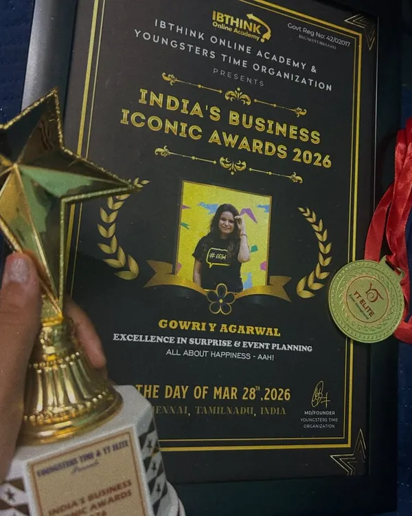 A small milestone we are very proud of. This is the 'India's Business Iconic Award' we received for excellence in surprise and event planning.