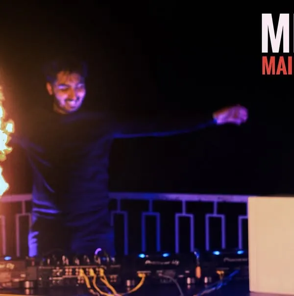 This is the energy I bring to every main hour live set. This shot from a Mixlab event captures the high-intensity performance I love to deliver, complete with pyrotechnics for that extra impact.