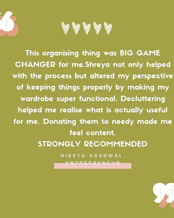 This review is so special to me. We started with one wardrobe and ended up organizing almost the entire house. It shows that once you start the process and feel the benefits, it's a game-changer.